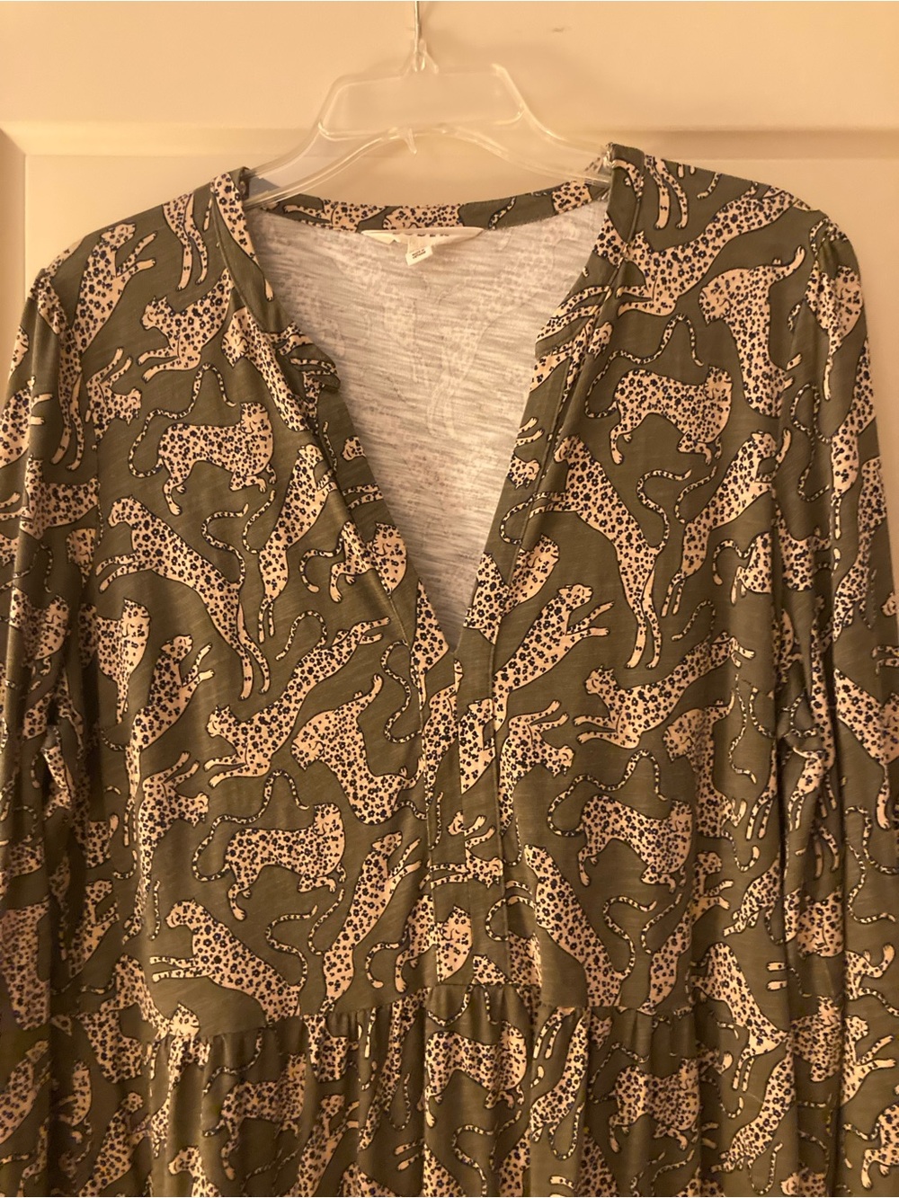 Boden Naomi Relaxed Jersey Dress-Woodland Green, Leopard  20-22L
